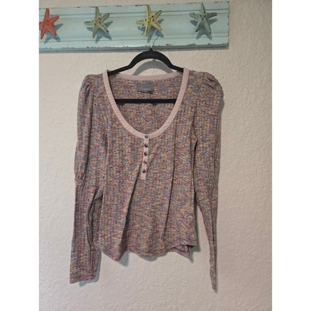 Anthro Mutlicolor Ribbed Long Sleeve Tee